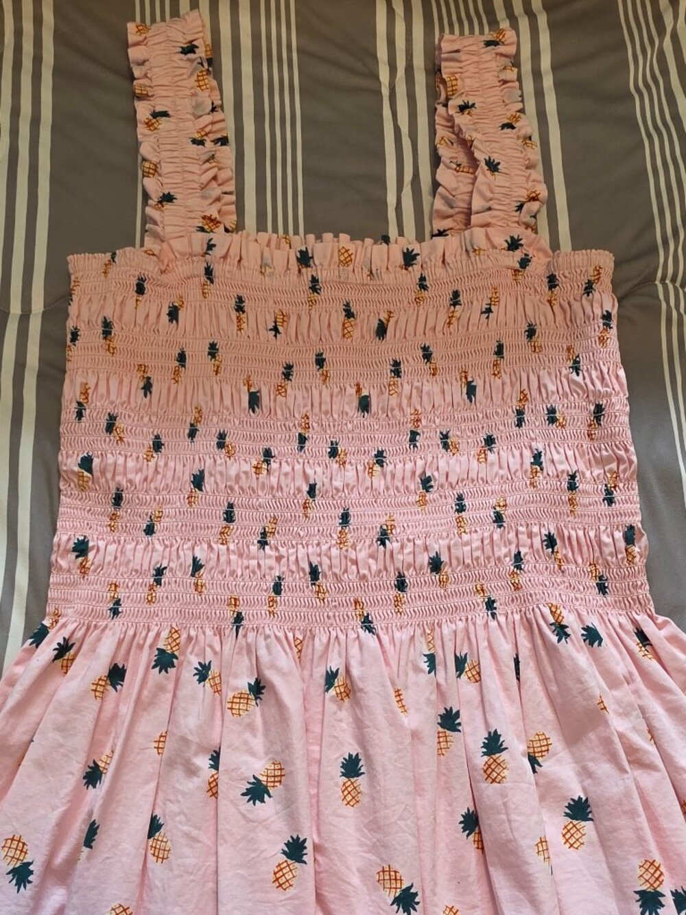Pink Kate Spade Smocked Tank with Pineapple Print